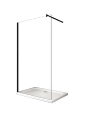 Moderna Parete Doccia Walk-in 8mm con telaio e braccio Nero, Easy-Clean H 200 cm - 108-110