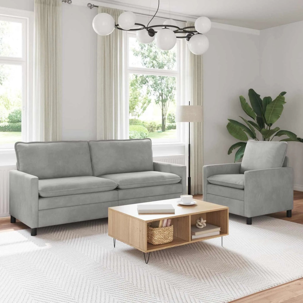Set di divani 2 pcs Grigio Chiaro 196 x 81 x 87,5 cm Velluto 3417109