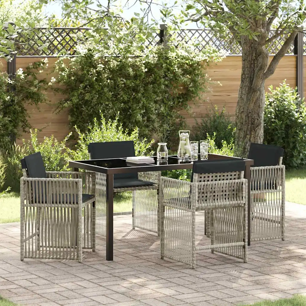 Set da Pranzo per Giardino 5 pcs Grigio chiaro polyrattan 3380790