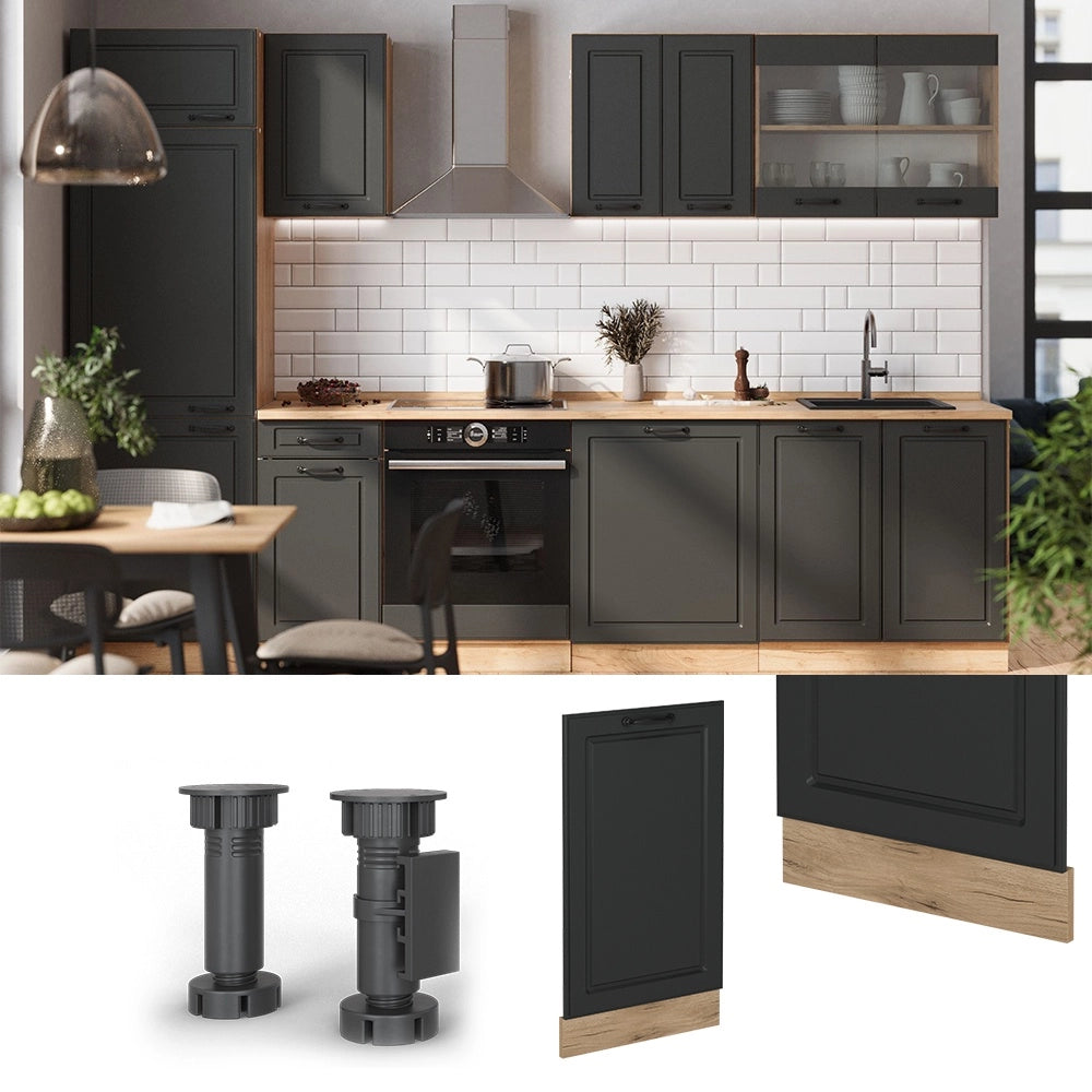 Pannello frontale della lavastoviglie R-Line Antracite rustico/Rovere dorato 45 cm, PL Marmo Vicco
