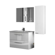 Possagno, set Mobili Bagno Specchio Incluso, Bianco Lucido