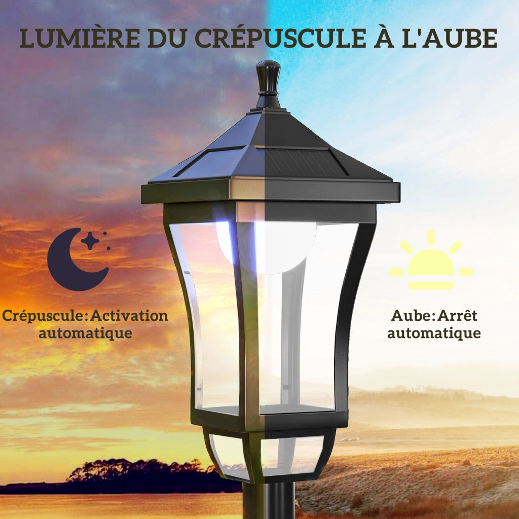 Lampada da giardino solare a LED classica ¨C zephmum ¨C nero 15x15x127 cm