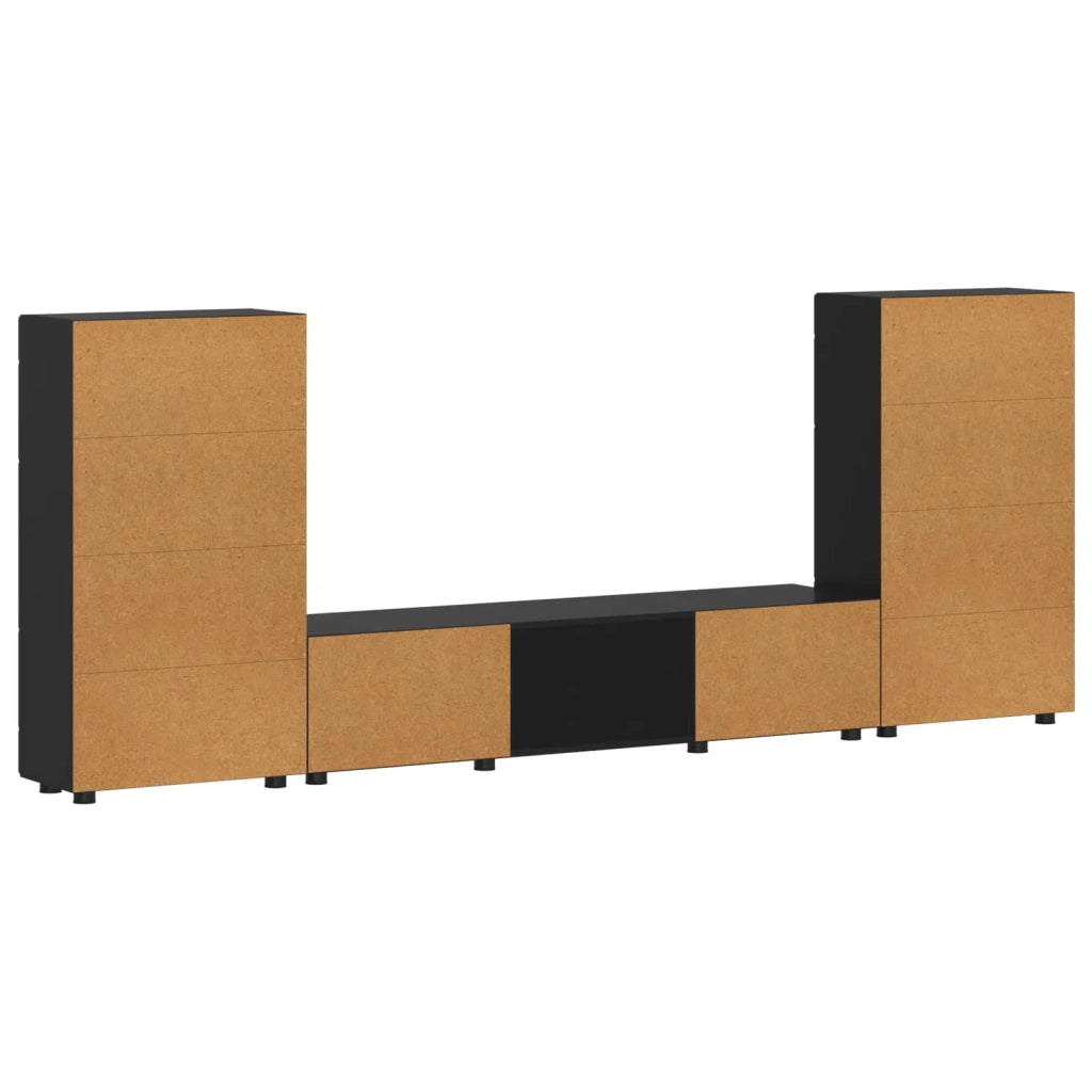 Set mobile TV con cassetto FLORIN 3 pz | Armadietto TV | Mobile Porta TV Nero Legno multistrato