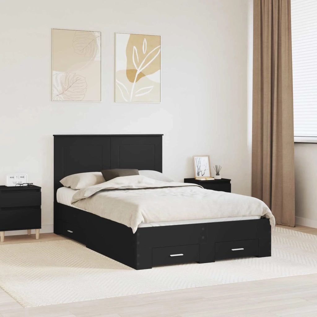 Struttura del letto Nero 135 x 190 cm Legno multistrato