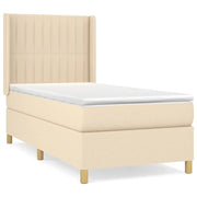 Letto singolo | Letto per adulti | Giroletto a Molle con Materasso Crema 80x200 cm inTessuto