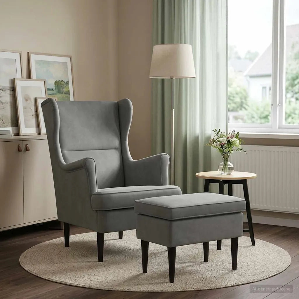Poltrona con Ottomano 2 pz Grigio Scuro Velluto 3418817