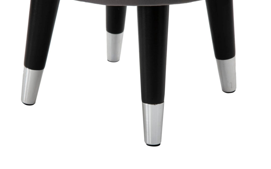 Sgabello Paris Ø35x40,5 cm in Legno Spugna Metallo e Poliestere Grigio Nero e Argento