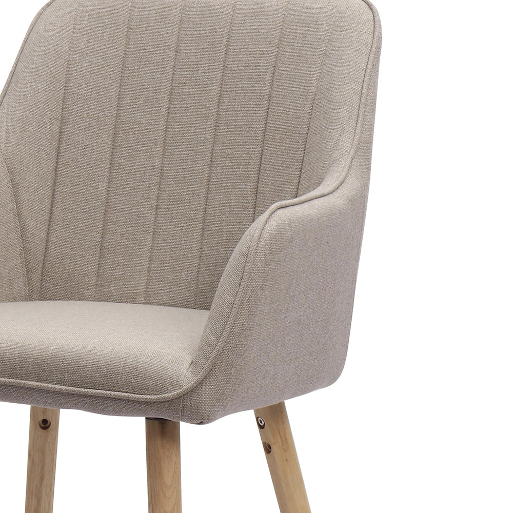 Sedie da pranzo moderne con braccioli - Xylo - Tessuto e gambe in legno (beige chiaro/marrone)