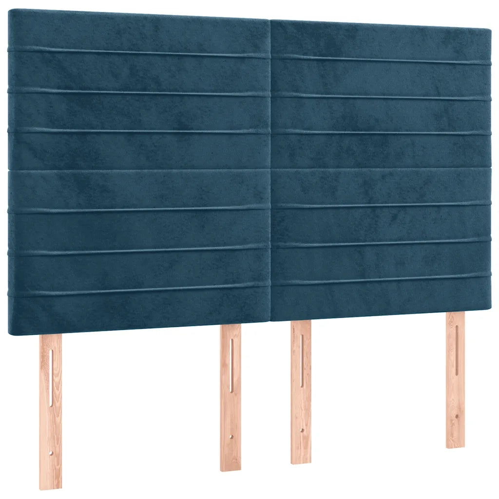 Giroletto a Molle con Materasso Blu Scuro 140x190 cm in Velluto 3132739