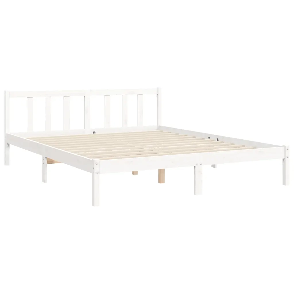 Giroletto senza Materasso-Struttura Letto Bianco 160x200 cm Legno Massello Pino 864743