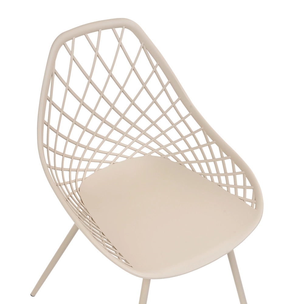 Set di 2 sedie da pranzo in materiale sintetico beige schienale netto design scandinavo moderno