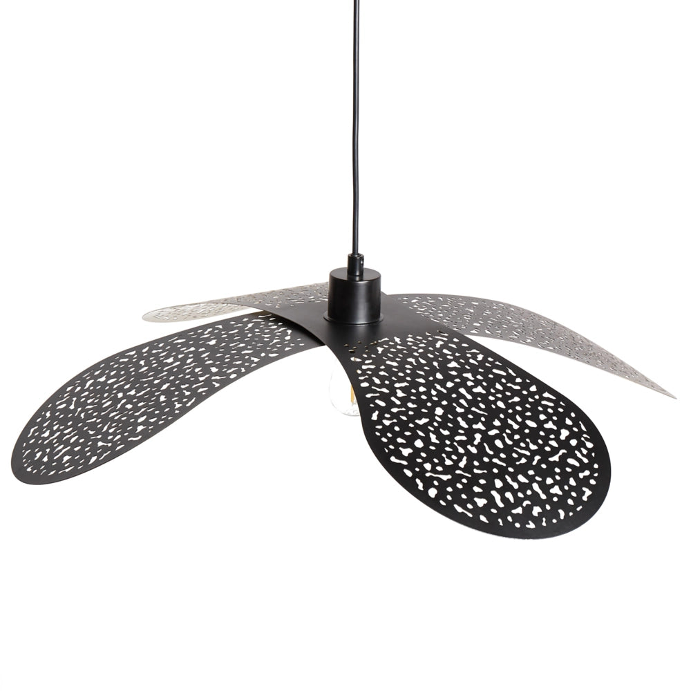 Lampada a sospensione con paralume metallico in ferro nero per l'illuminazione a sospensione