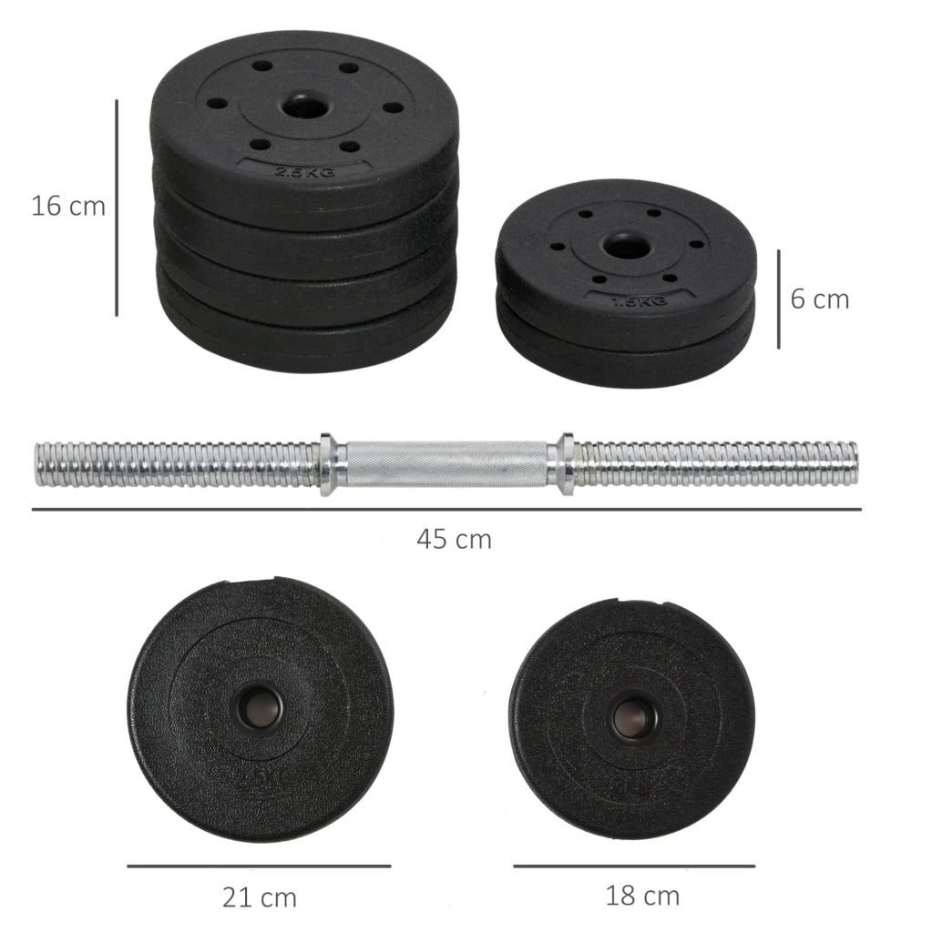 Set manubri da 30 kg in acciaio e PU nero per casa e palestra