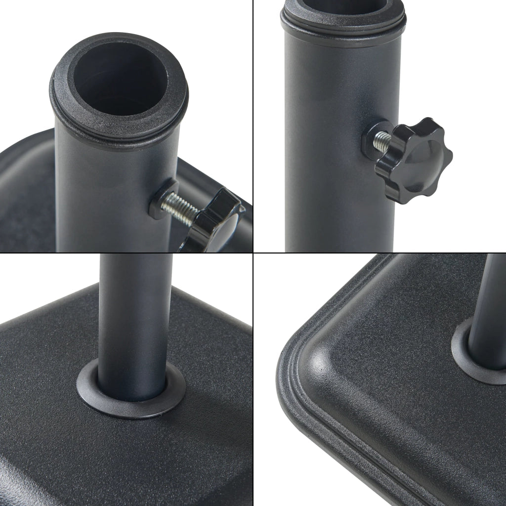 Base per ombrellone da giardino con adattatori 33 / 37 / 41 / 48 mm cemento 35 x 35 x 5 cm nero 03_0010248