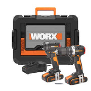 Kit combo trapano avvitatore brushless WX355.9 e avvitatore a impulsi WX265 20V con batterie e caricabatterie per lavori intensivi - Worx
