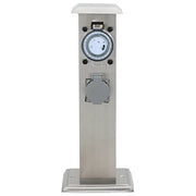 Presa Elettrica da Giardino a Pilastro Acciaio Inox con Timer 41237