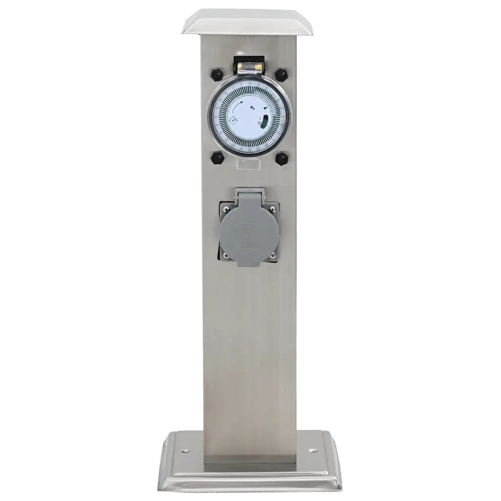 Presa Elettrica da Giardino a Pilastro Acciaio Inox con Timer 41237