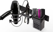 Organizzatore multifunzionale per bagno con supporto per stilettini e appendi capi per la parete - Organizzatore per strumenti per lo stile dei capelli - Beugolo multifunzionale con gancio e supporto per tazze - Nero