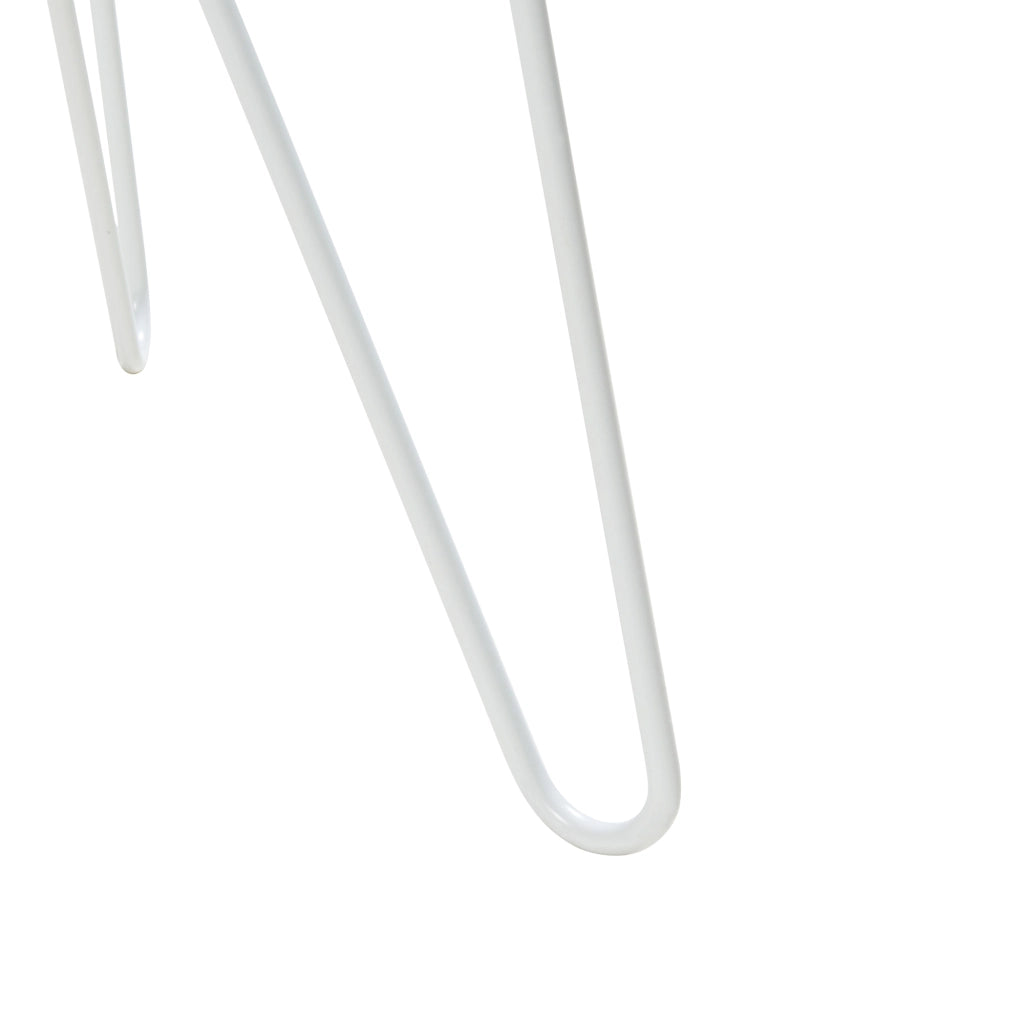 Tavolino Nopimi con Piano Rotondo e Gambe a Forcina 45 x Ø43 cm - Bianco Opaco [en.casa]