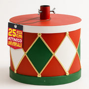 Base Albero di Natale Tamburo 32x25cm Decoro Attacco Universale Rosso e Verde