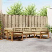 Set di divani da esterno con cuscino 6 pcs Naturale e Beige