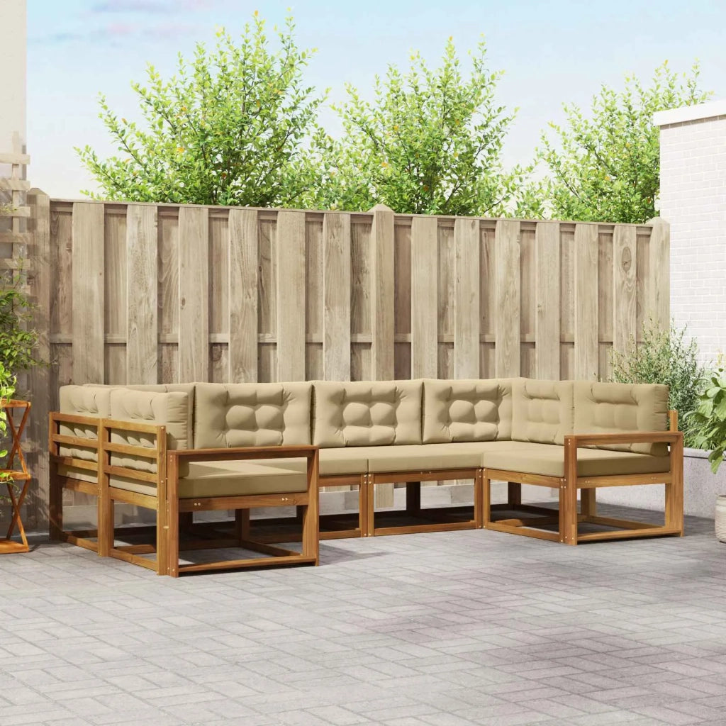Set di divani da esterno con cuscino 6 pcs Naturale e Beige