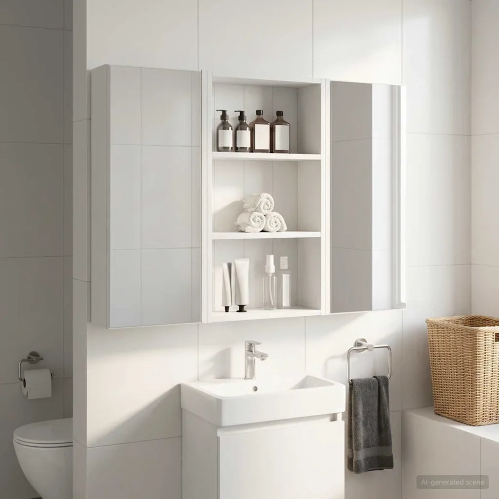 Armadio da bagno a muro con lo scaffale Bianco 40 x 14 x 70 cm