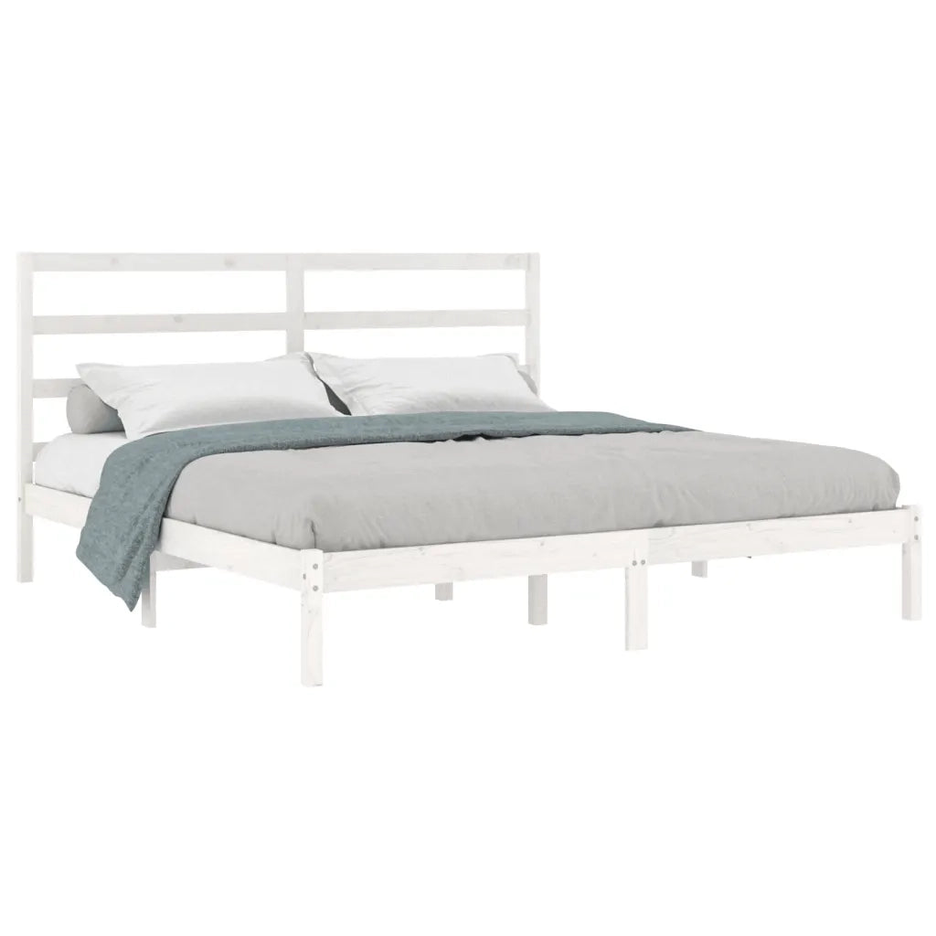 Giroletto senza Materasso-Struttura Letto Bianco 200x200 cm Legno Massello Pino 418824