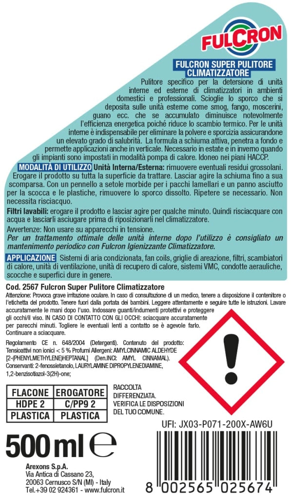 Super Pulitore per Climatizzatore Fulcron 500 ml Arexons