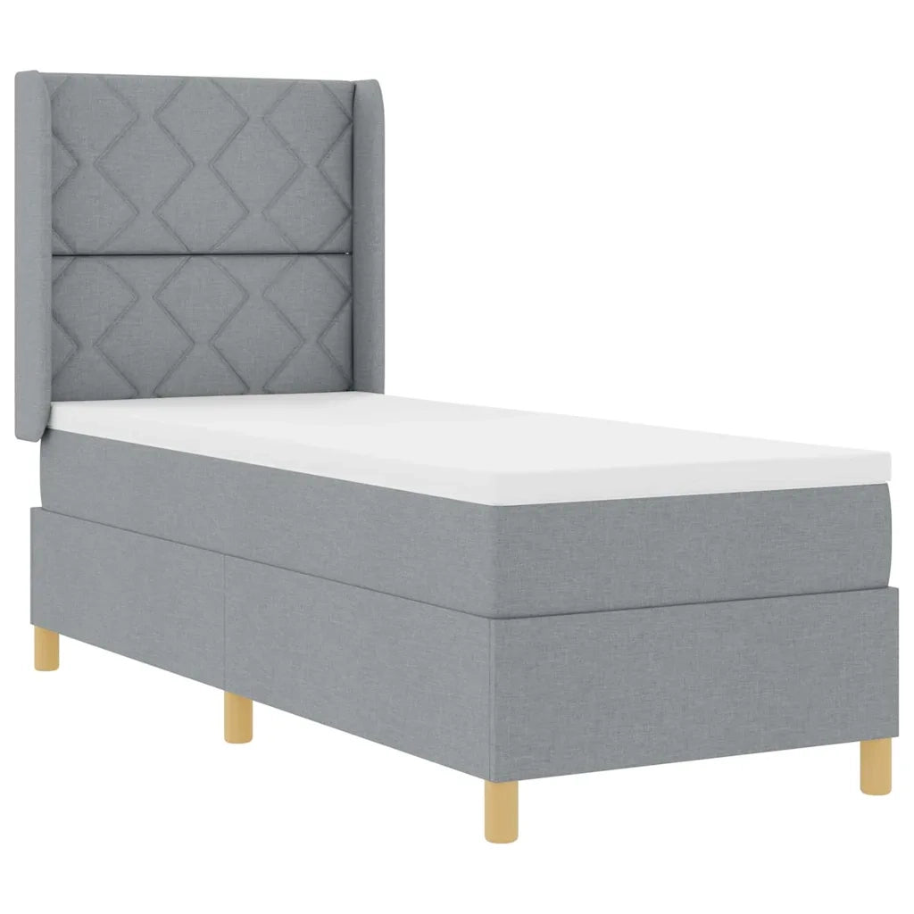 Letto a molle con materasso Grigio chiaro 140 x 200 cm Tessuto