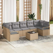 Set di divani 8 pcs Beige e grigio polyrattan