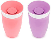 Set di bicchieri per bambini 360 gradi - 2 pezzi - BPA libero e resistente al lavastoviglie, colore rosa/blu