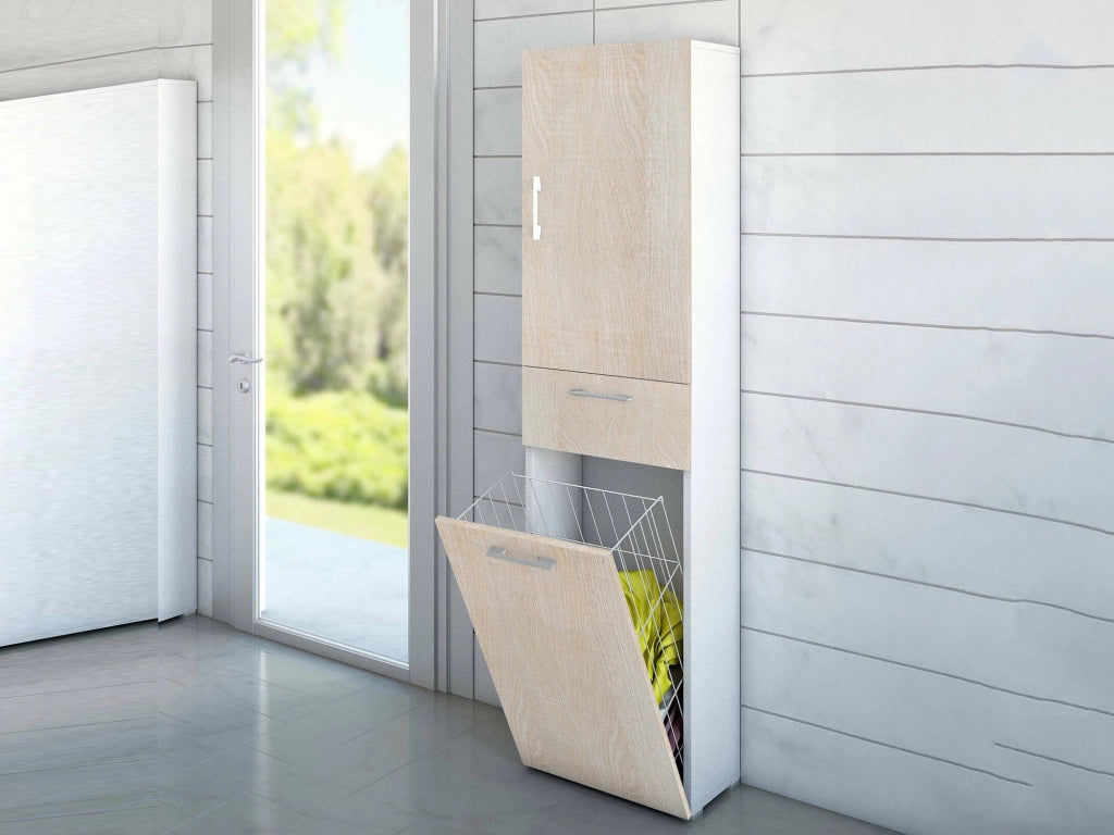 Aryanne, Armadio Multiuso 2 Ante 2 Ripiani Made in Italy, 45x195h cm Marrone Rovere