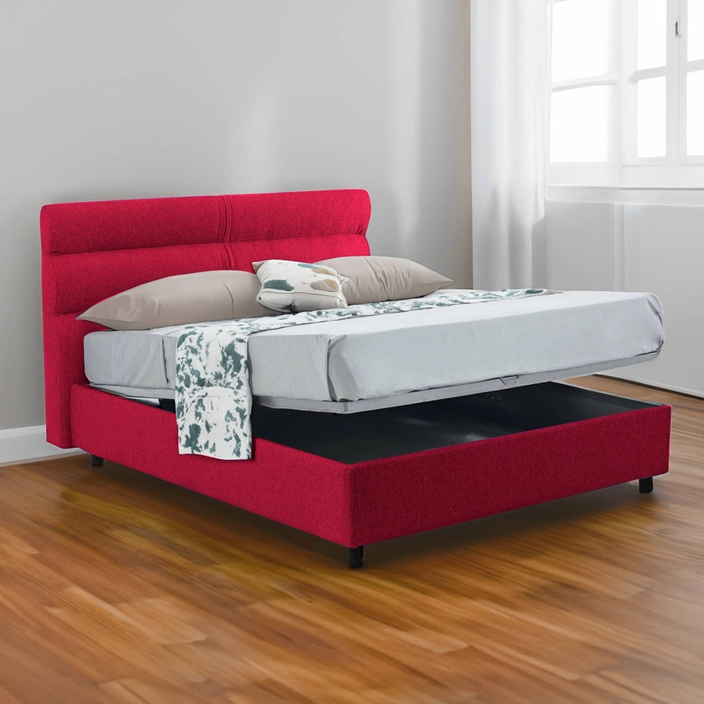 Letto Matrimoniale Brienno, Letto Matrimoniale Sfoderabile Made in Italy, Rosso
