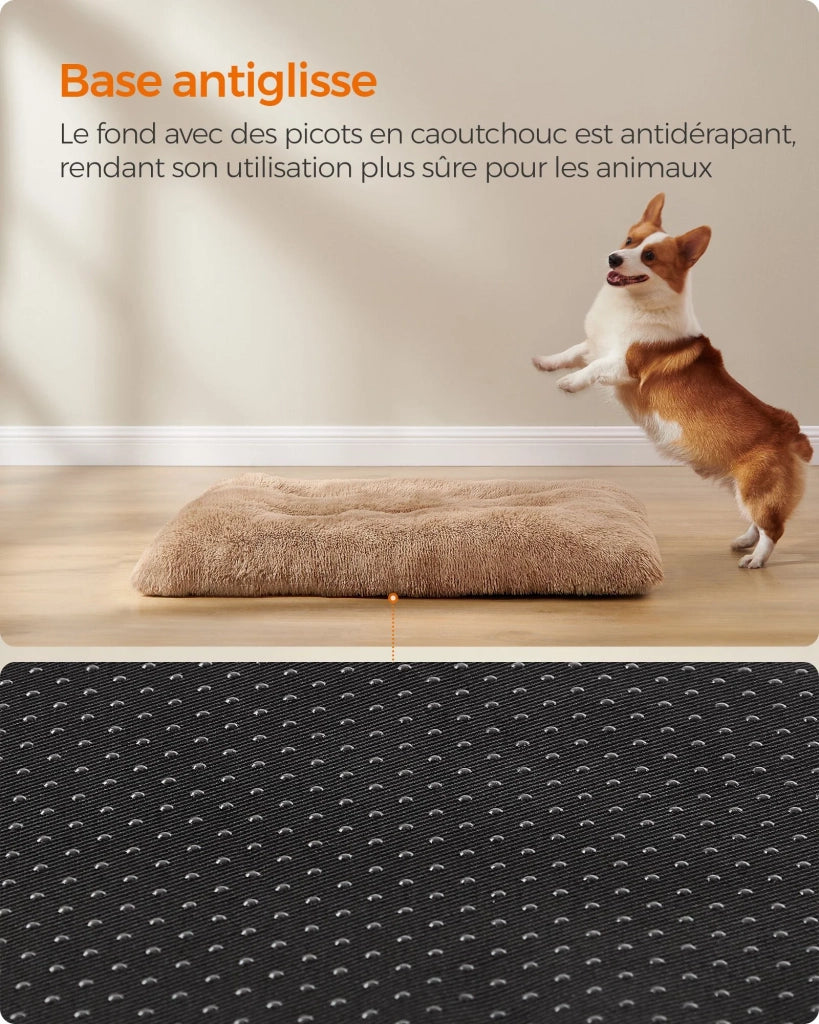 Cesta per cani divano letto per animali domestici imbottitura morbida cuscino per cani lavabile in lavatrice 110 x 73 cm marrone 12_0006804