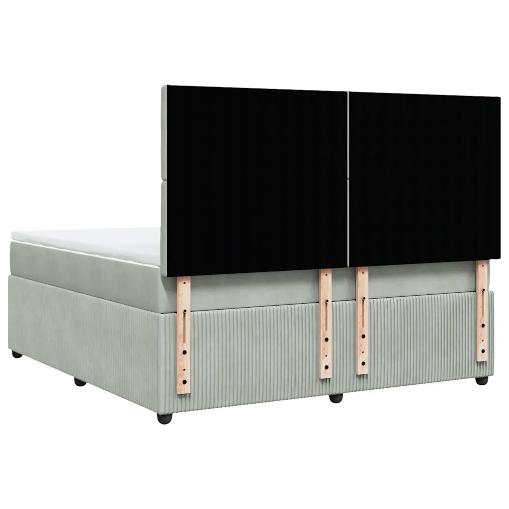 Giroletto a Molle con Materasso Grigio Chiaro 180x200cm Velluto
