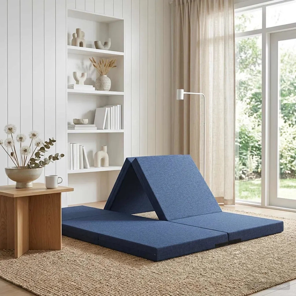 Divano Letto Pieghevole 140 x 67 x 45 cm Blu 900273