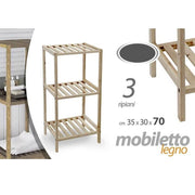 Trade Shop - Mobile Scaffale In Legno 3 Ripiani Mensole 35x30x70cm Arredamento Casa Bagno -