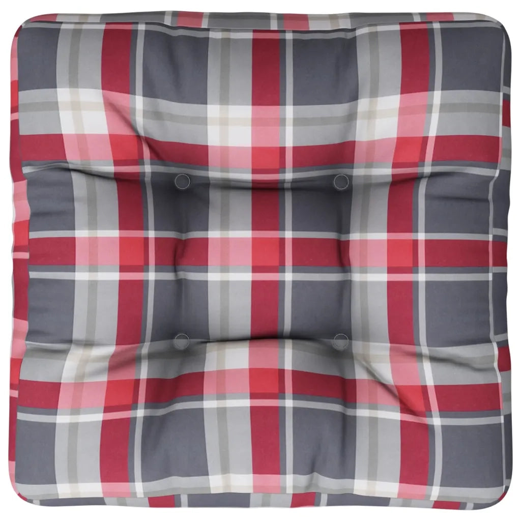 Cuscino per Pallet Motivo a Quadri Rossi 60x60x12 cm in Tessuto 360460