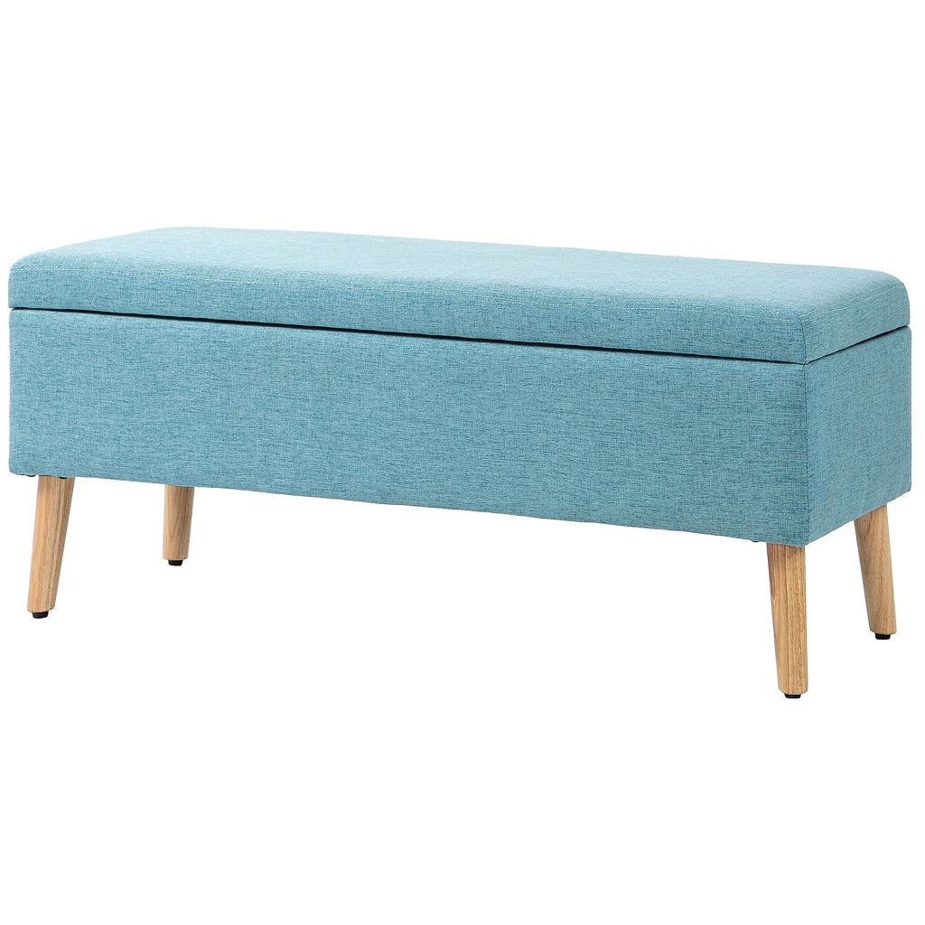 Divanetto con cassetti ¨C Zephmum ¨C Blu, tessuto lino, 110x39x45