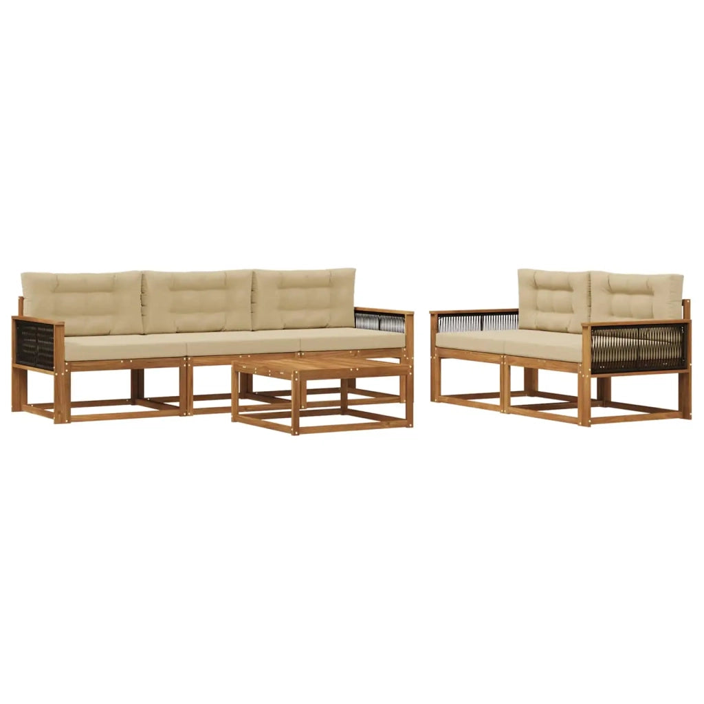 Set di divani da esterno con cuscino 6 pcs Naturale e Beige 3382346