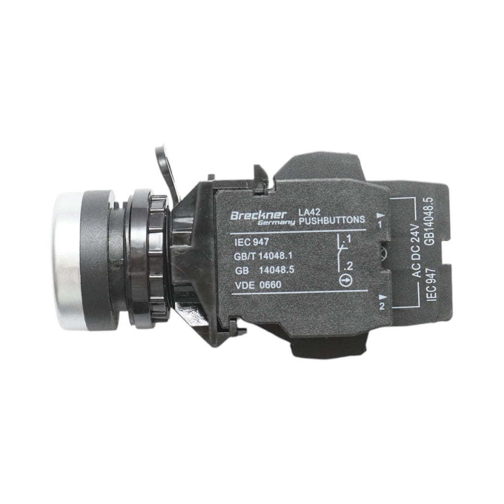 Pulsante luminoso 24V AC/DC LED verde con ritorno 1NO+1NC, 10A/600V AC, 1A/250V DC LA42 Breckner Germany