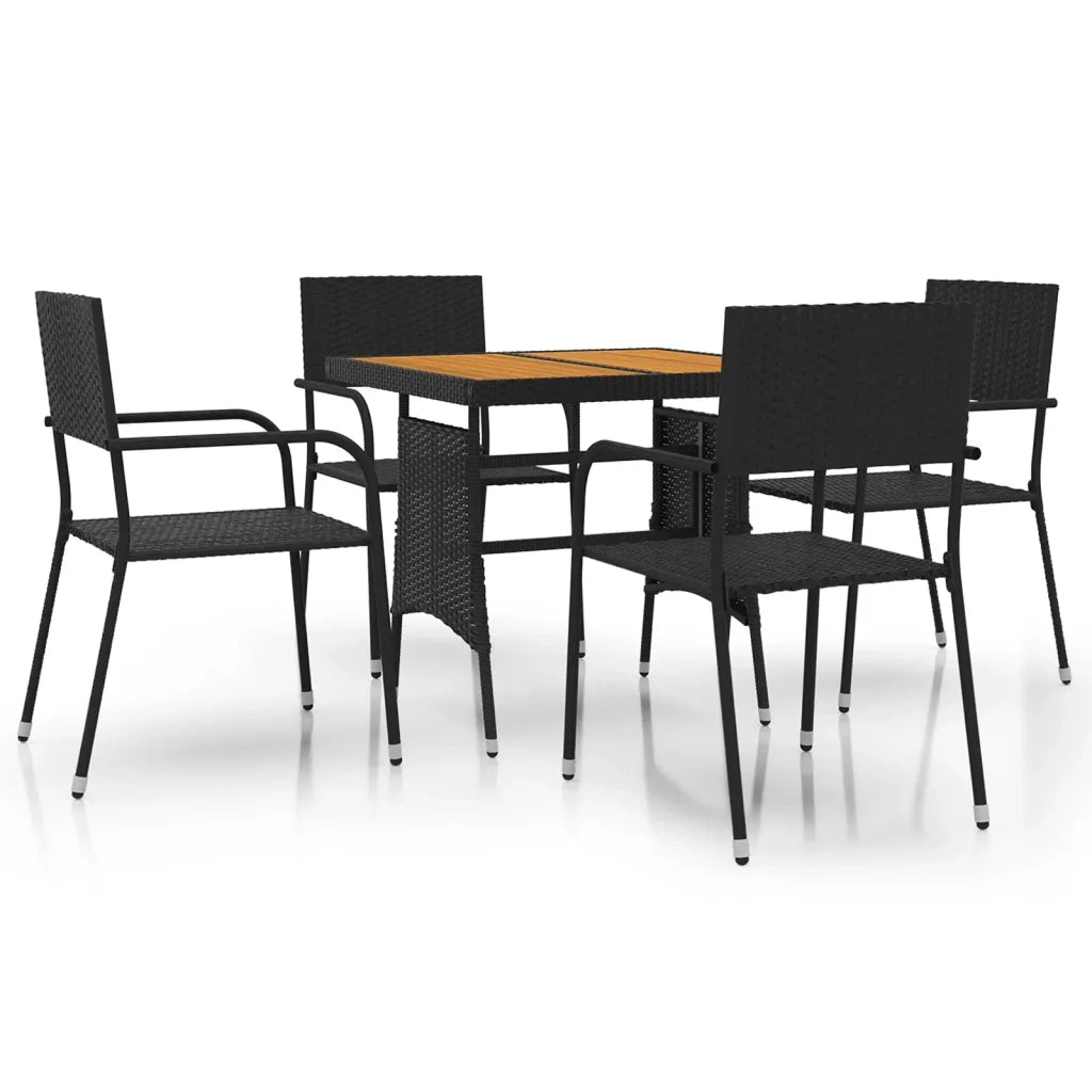 Set da Pranzo per Giardino 5 pz in Polyrattan Nero 3120087