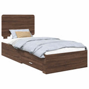 Letto singolo | Letto per adulti | Struttura del letto con testiera Rovere Marrone 75 x 190 cm