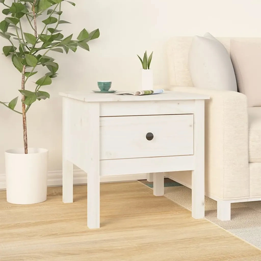 Tavolini 2 pz Bianchi 50x50x49 cm Legno Massello di Pino 813797