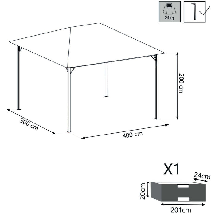 Gazebo Liberty 3x4 m in Acciaio Antracite