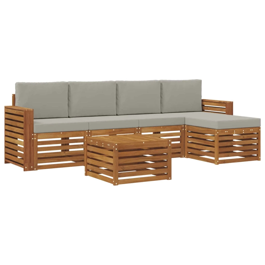 Set di divani da esterno 6 pcs Grigio Naturale e Chiaro 3374696