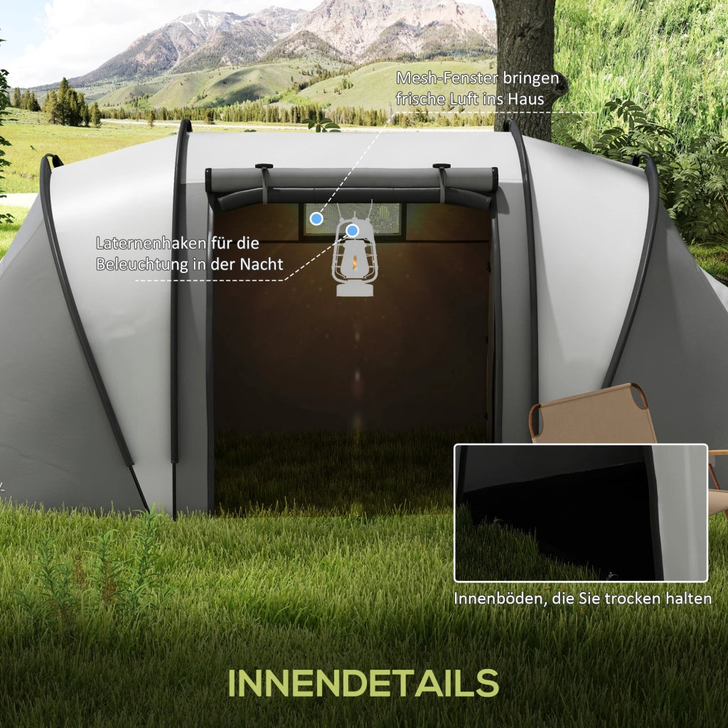 Tenda da campeggio per 4-5 persone impermeabile 3 locali ¨C Zephmum ¨C Grigio