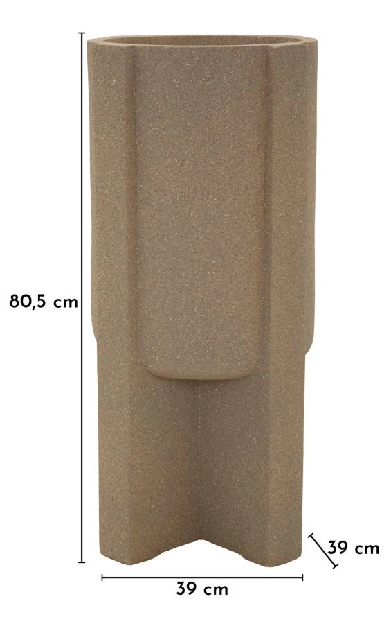 Porta Vaso da Esterno Moai Ø39x80,5 cm in Resina Marrone