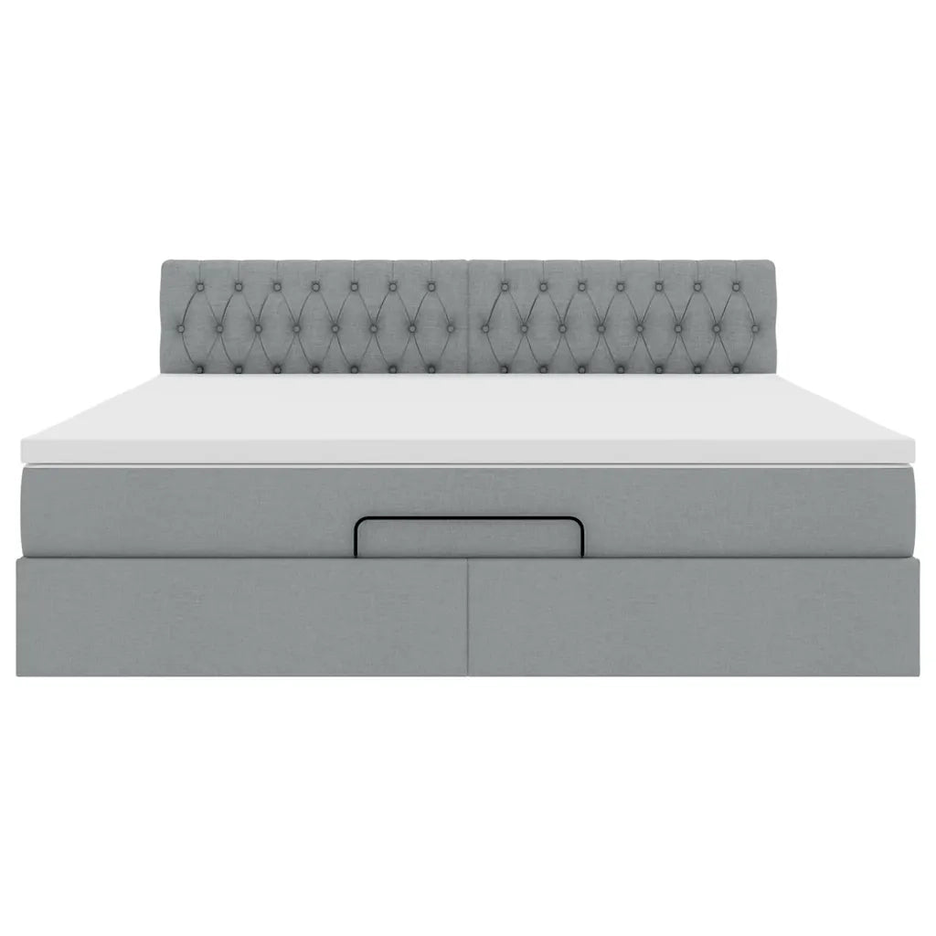 Pouf Letto con Materasso Grigio Chiaro 160x200 cm in Tessuto 3311553